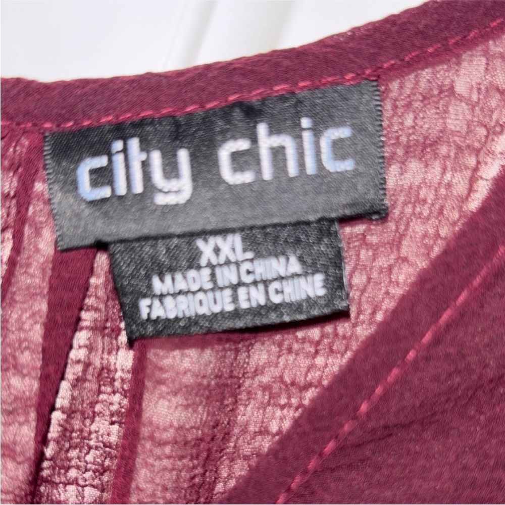 City Chic Love pleat dress Deep Burgundy wine Midi xxl 24 - Picture 7 of 11